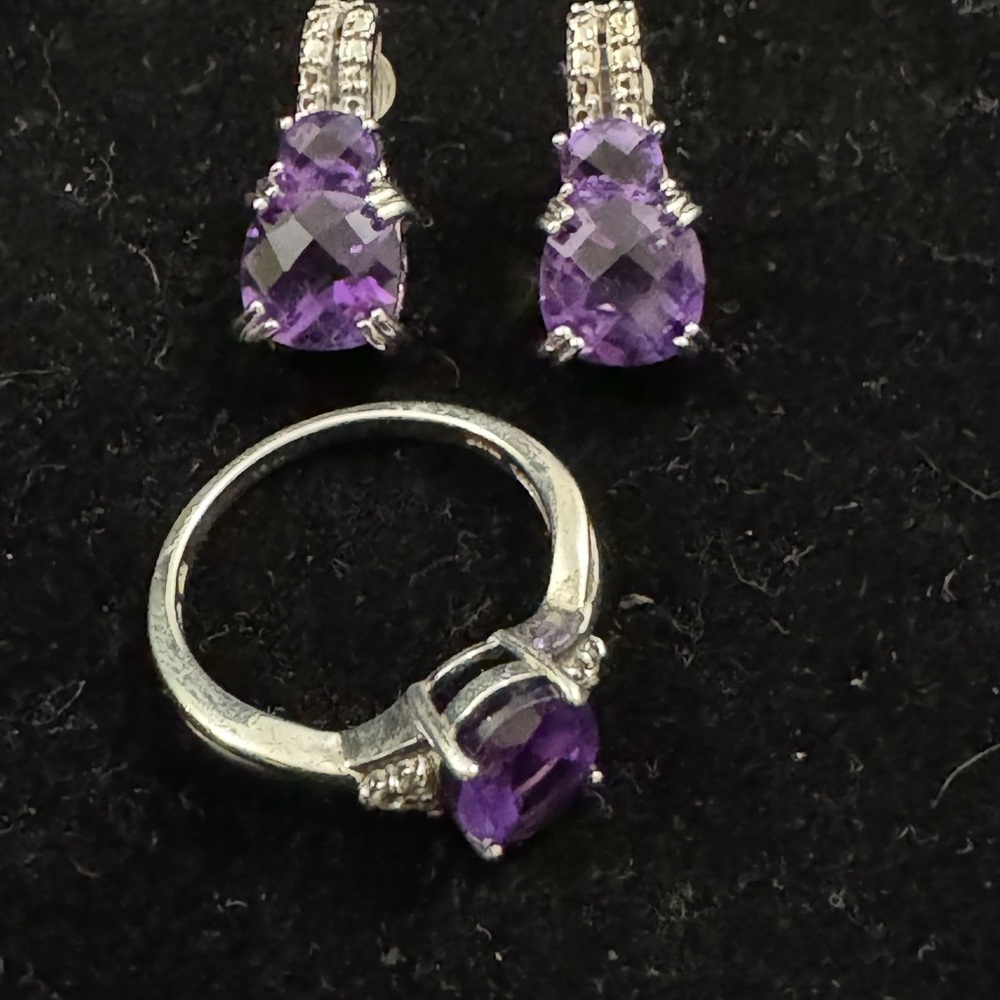 925 Amethyst Ring Jewelry Set